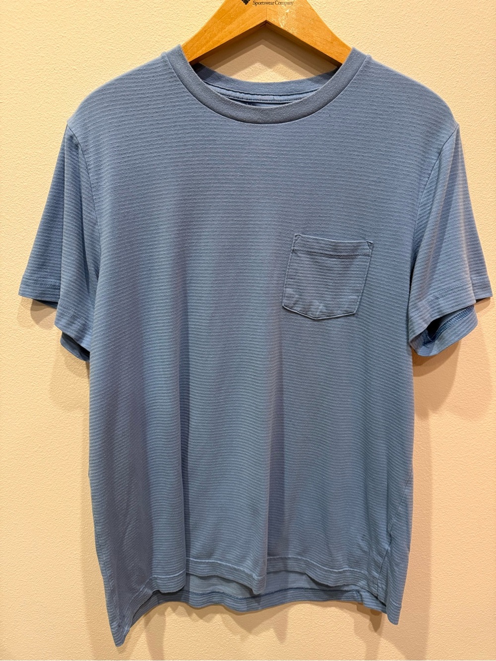 George washed Indigo Microstripe Short Sleeve Pocket Tee